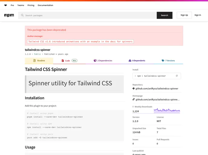 Tailwindcss Spinner screenshot