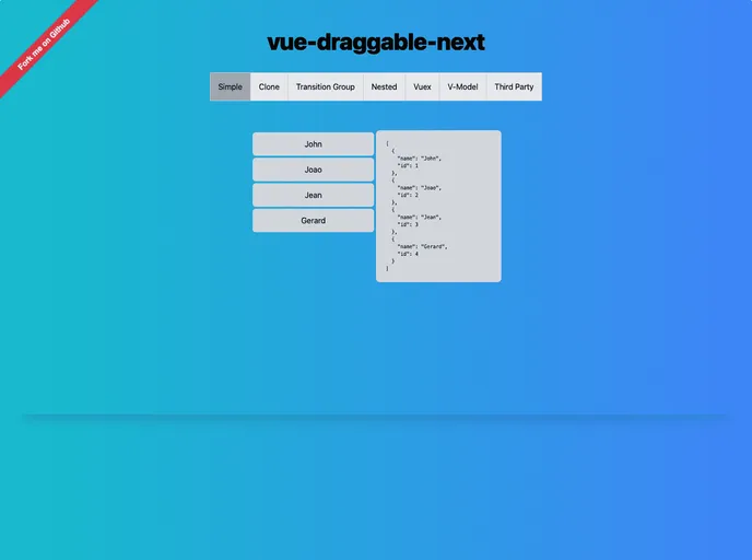 Vue Draggable Next screenshot