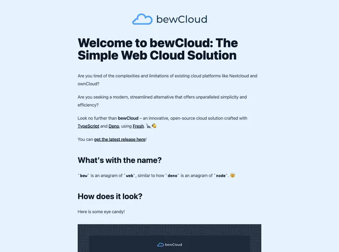 Bewcloud screenshot