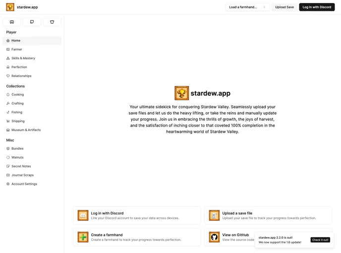 Stardew.app screenshot