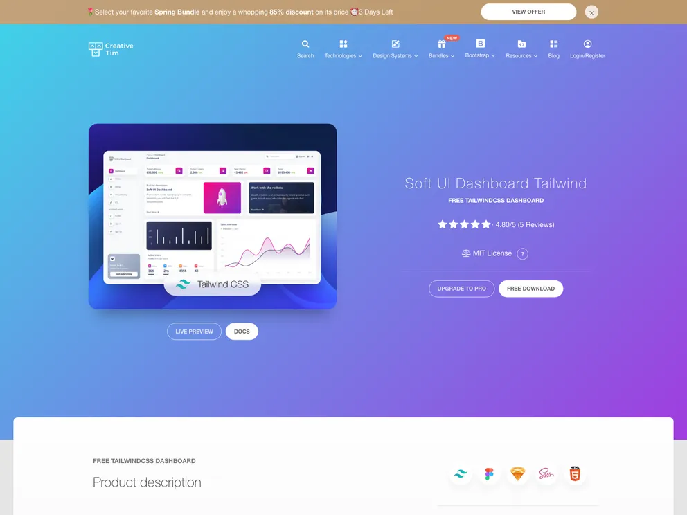 Soft Ui Dashboard Tailwind screenshot