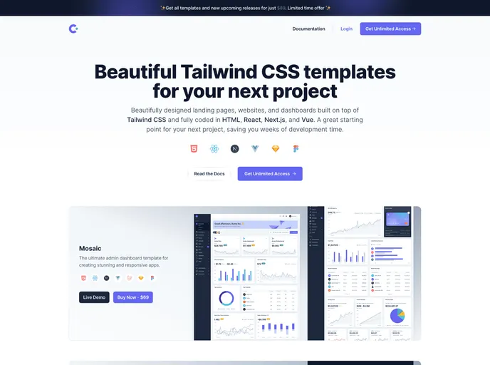 Laravel Tailwindcss Admin Dashboard Template screenshot