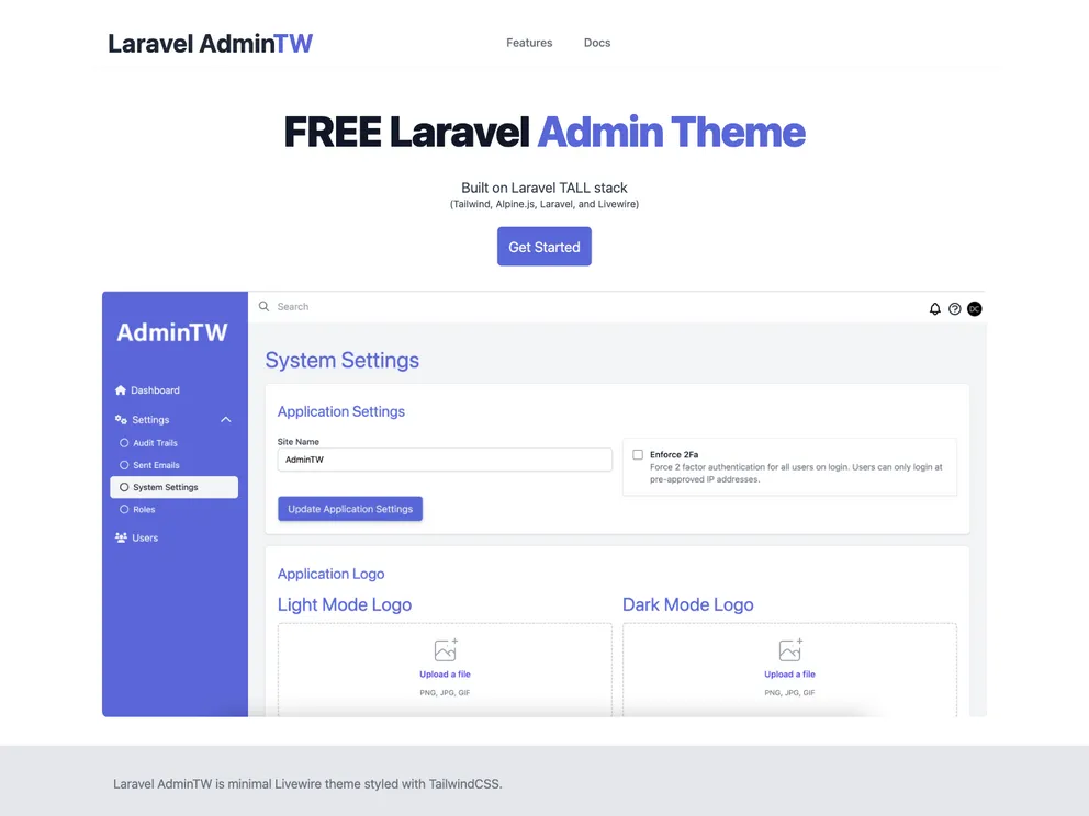 Laravel Admintw screenshot