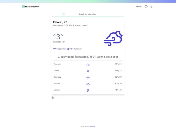 React Weather screenshot