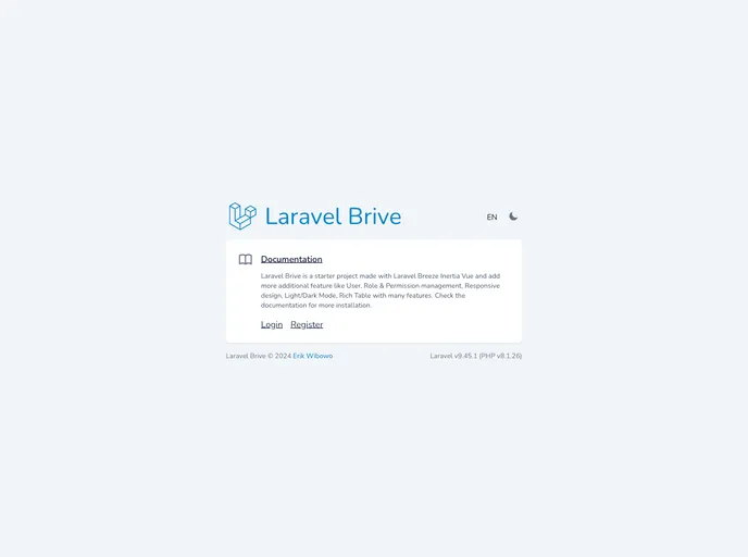 Laravel Brive screenshot