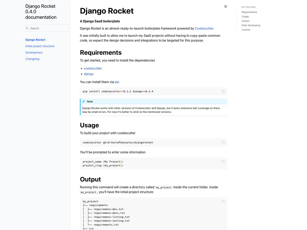 Djangorocket screenshot