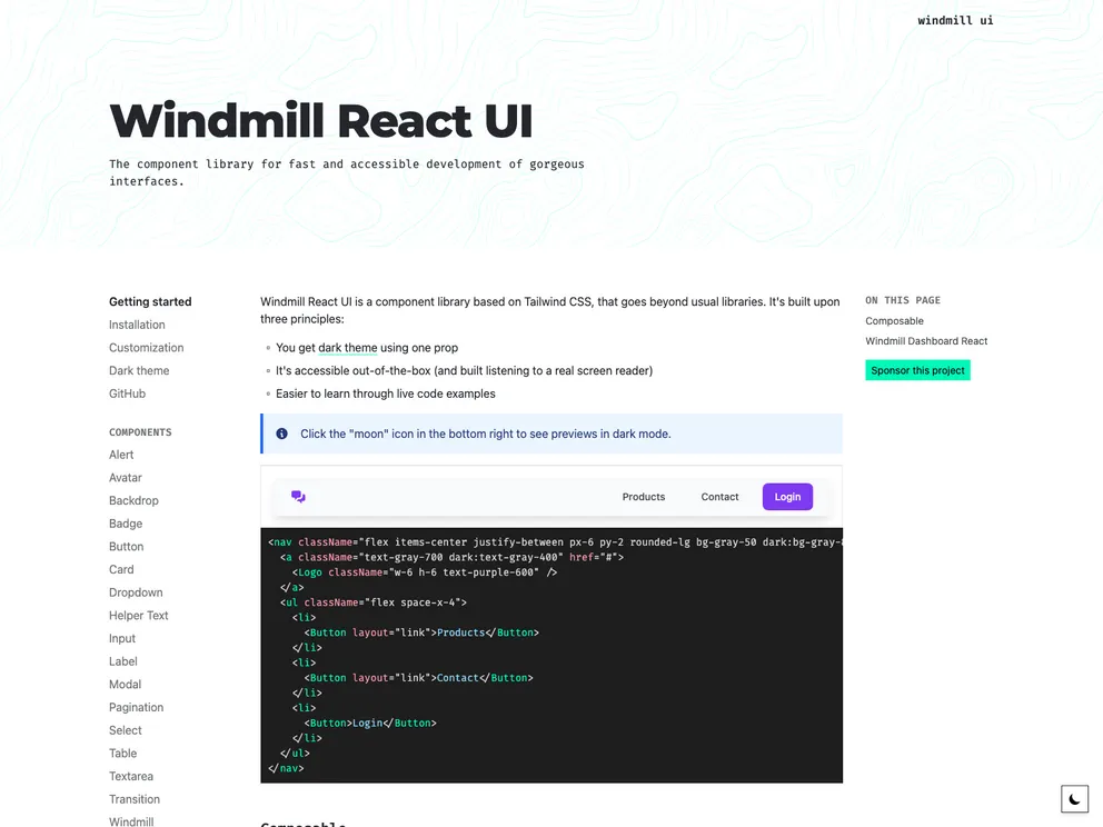 Windmill React UI screenshot