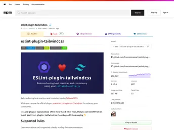 Eslint Plugin Tailwindcss screenshot