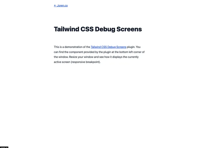 Tailwindcss Debug Screens screenshot