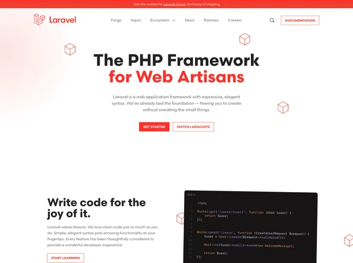 Laravel.com screenshot