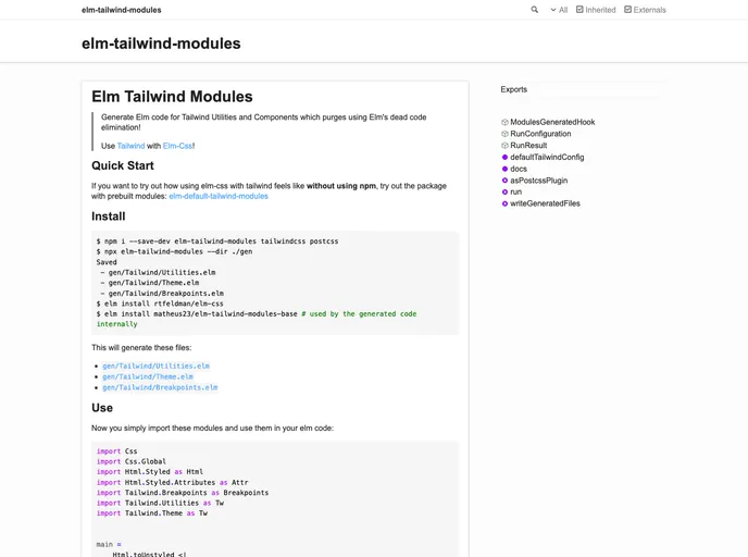 Elm Tailwind Modules screenshot