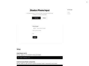 Shadcn Phone Input screenshot