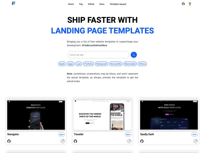 Awesome Landing Pages screenshot