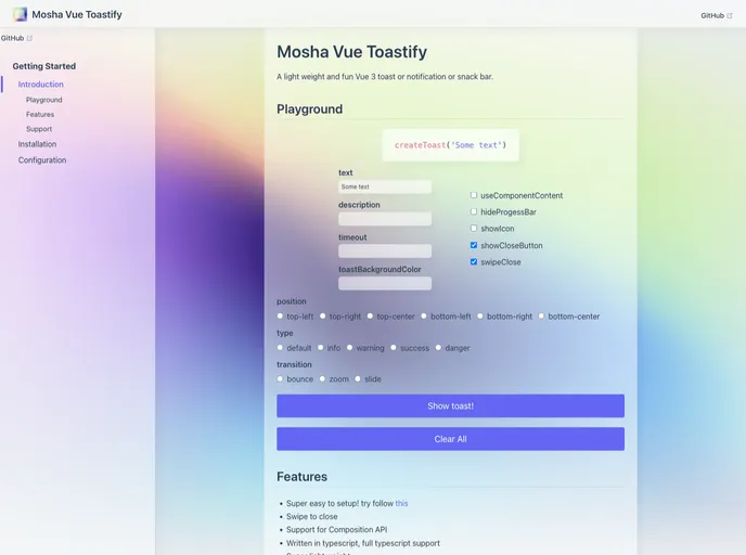 Mosha Vue Toastify screenshot
