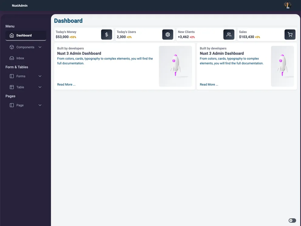 Nuxt3 Admin Template screenshot