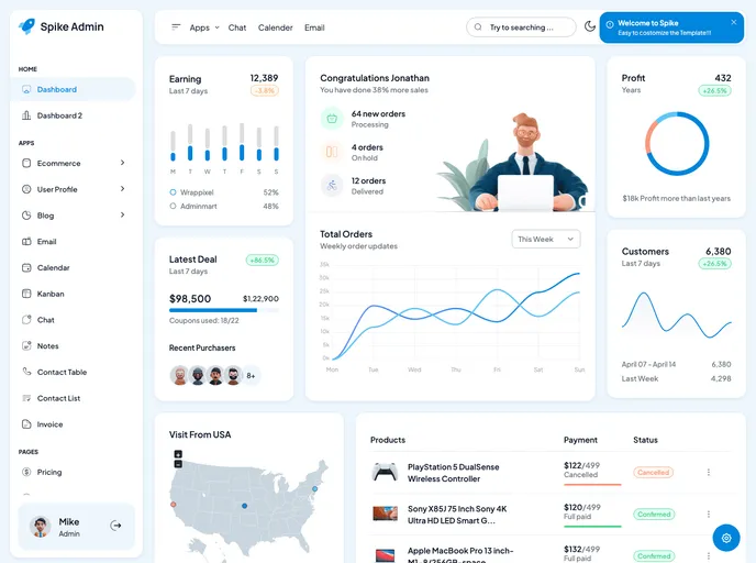 Spike Tailwind Admin Template screenshot